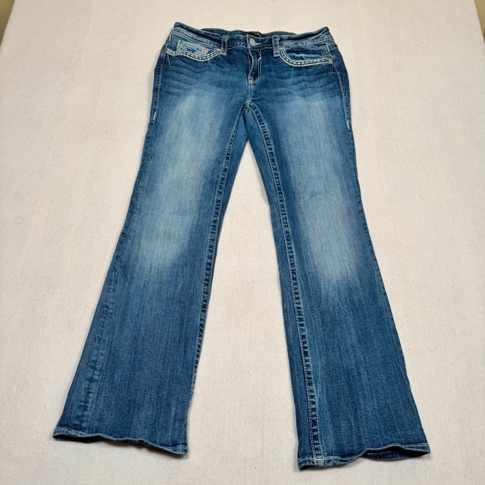 Vigoss Heritage Fit Bootcut Jeans Womens Size 10 L32 Embroidered Pocket Denim - Picture 1 of 8